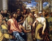Christ and the Adulteress - Polidoro Lanzani (see Polidoro Da Lanciano)