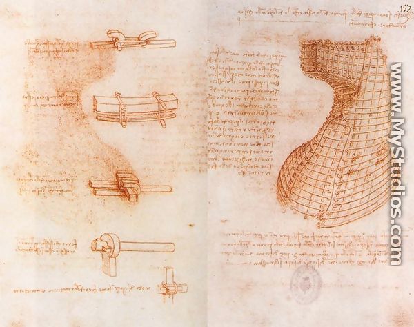 Double manuscript page on the Sforza monument c. 1493 - Leonardo Da Vinci
