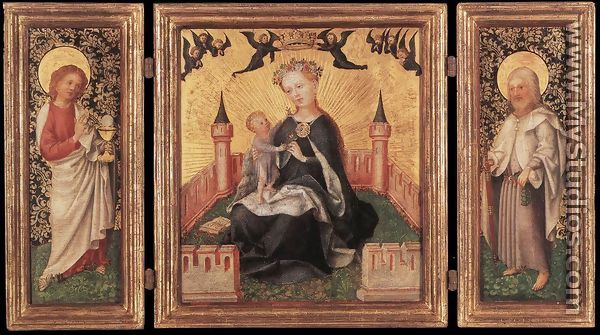 Triptych with the Virgin and Child in an Enclosed garden  1445-50 - Stefan Lochner