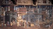 Effects of Good Government on the City Life (detail-2)  1338-40 - Ambrogio Lorenzetti