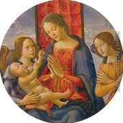 Virgin Adoring the Child with Two Angels  1490s - Bastiano Mainardi