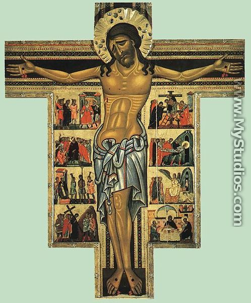 Crucifix with scenes from Calvary - Master of San Francesco Bardi