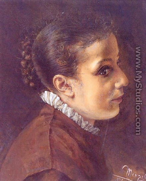 Head of a Girl 1851 - Adolph von Menzel