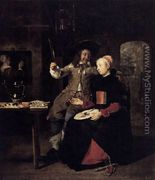 Portrait of the Artist with His Wife Isabella de Wolff in a Tavern 1661 - Gabriel Metsu