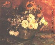 Bowl of Sunflowers, Roses and other Flowers - Vincent Van Gogh