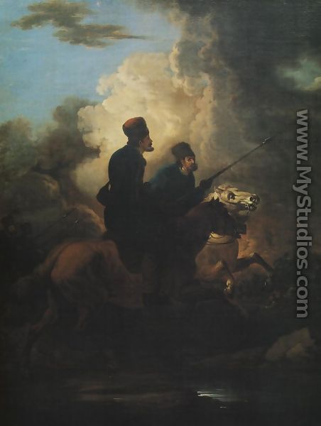 Two Cossacks on Horseback - Aleksander Orlowski