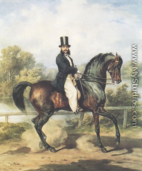 Equestrian Portrait of Aleksander Tykiel - Juliusz Kossak