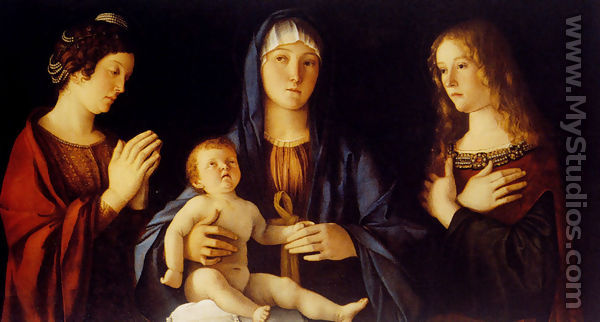 Virgin and Child between St. Catherine and St. Mary Magdalene (Madonna col Bambino tra le sante Caterina e Maddalena) - Giovanni Bellini