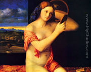 Young Woman Holding a Mirror (Giovane alla Specchio) - Giovanni Bellini