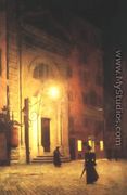 Street in Rome at Night - Aleksander Gierymski