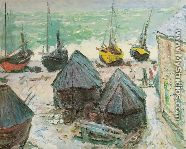 Boats in Winter Quarters, Etretat - Claude Oscar Monet
