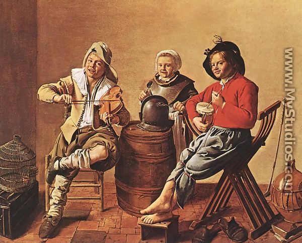 Two Boys and a Girl Making Music 1629 - Jan Miense Molenaer