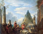 Roman Ruins with Figures 1730 - Giovanni Paolo Pannini