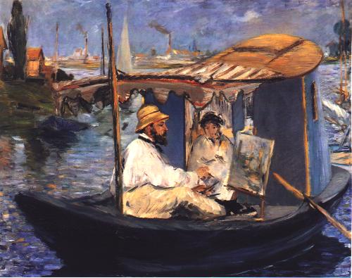 Monet Painting on his Studio Boat