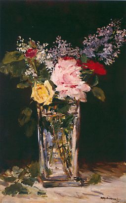 Vase of Roses and Lilacs