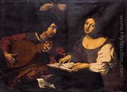 A Musician Playing a Lute to a Singing Girl  1621-22 - Niccolo Renieri  (see Regnier, Nicolas)