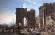 Harbour View with Triumphal Arch c. 1650 - Alessandro Salucci