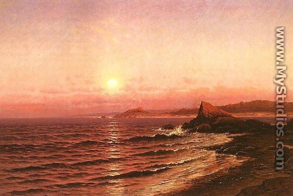 Moonrise over Seacost at Pacific Grove 1886 - Raymond D. Yelland