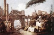 Ancient Ruins with a Great Arch and a Column 1735-40 - Giuseppe Zais
