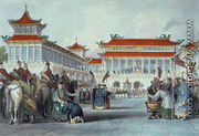 The Emperor Teaon-Kwang Reviewing his Guards, Palace of Peking, from 'China in a Series of Views' - Thomas Allom