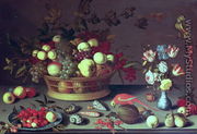 A basket of Grapes and other fruit - Balthasar Van Der Ast