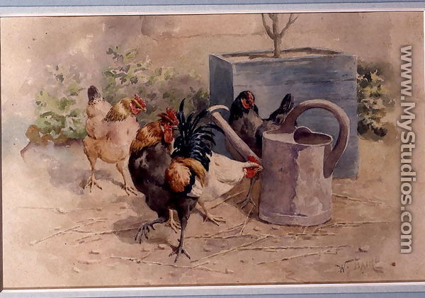 Chickens by a Watering Can - William Baptiste Baird
