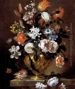 Fiori in vaso di metallo 1690-99 - Bartolommeo Bimbi
