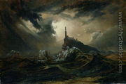 Stormy sea with Lighthouse - Karl Blechen