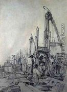 Pile Drivers, Rouen 1821-22 - Richard Parkes Bonington