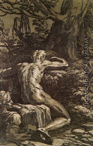 Nude Man in a Landscape c 1527 - Antonio Da Trento