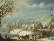 Winter landscape with numerous figures - Joseph van Bredael