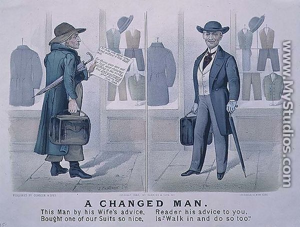 A Changed Man, advertisement for a clothes shop 1880 - John Cameron