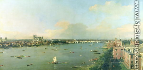 View of the Thames and Westminster Bridge, c.1746-47 - (Giovanni Antonio Canal) Canaletto
