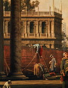Capriccio of a man scaling a wall - (Giovanni Antonio Canal) Canaletto