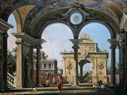 Capriccio of a triumphal arch seen through an ornate archway, c.1750 - (Giovanni Antonio Canal) Canaletto