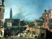 Venice- Campo San Vidal and Santa Maria della Carita (The Stonemason's Yard) 1727-28 - (Giovanni Antonio Canal) Canaletto