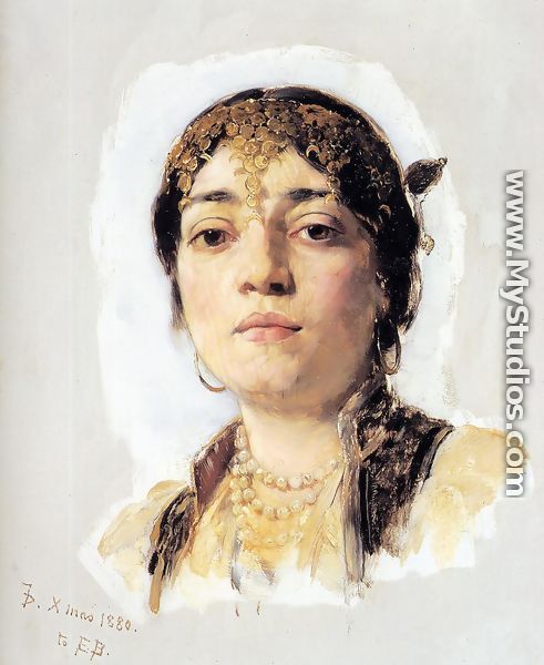 Head of an Oriental Woman - Frank Duveneck