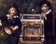 Portrait Of The Artist's Two Sons With Their Puppet Theatre - Marcellin Desboutin