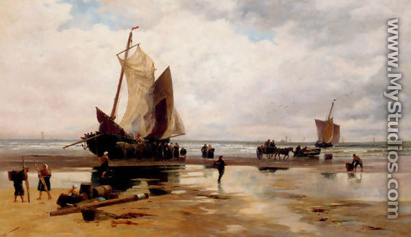 Boats On A Dutch Beach - Thomas Bush Hardy