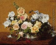 Bouquet of Roses and Other Flowers - Ignace Henri Jean Fantin-Latour