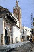 A Street Scene with a Mosque, Tangier - Manuel Garcia y Rodriguez