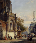Town Square Before A Church: A Capriccio - Cornelis Springer