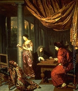 Interior with figures playing Tric Trac - Frans van Mieris