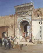 Arabs Outside the Mosque - Victor Pierre Huguet