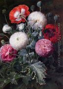 Still Life with Pink, Red and White Poppies - Johan Laurentz Jensen