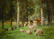 Landscape with Sheep - Charles Émile Jacque