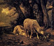 Sheep In A Forest - Charles Émile Jacque