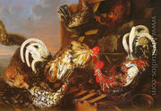 A Farmyard Scene with a Fox Attacking Bantams - Christian Luycks