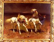 Schimmelpaar Bei Herannahendem Gewitter, 1877 (Pair of horses in the approaching thunderstorm, 1877) - Rudolf Koller