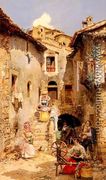 A Roman Courtyard In Summer - Vicente March y Marco